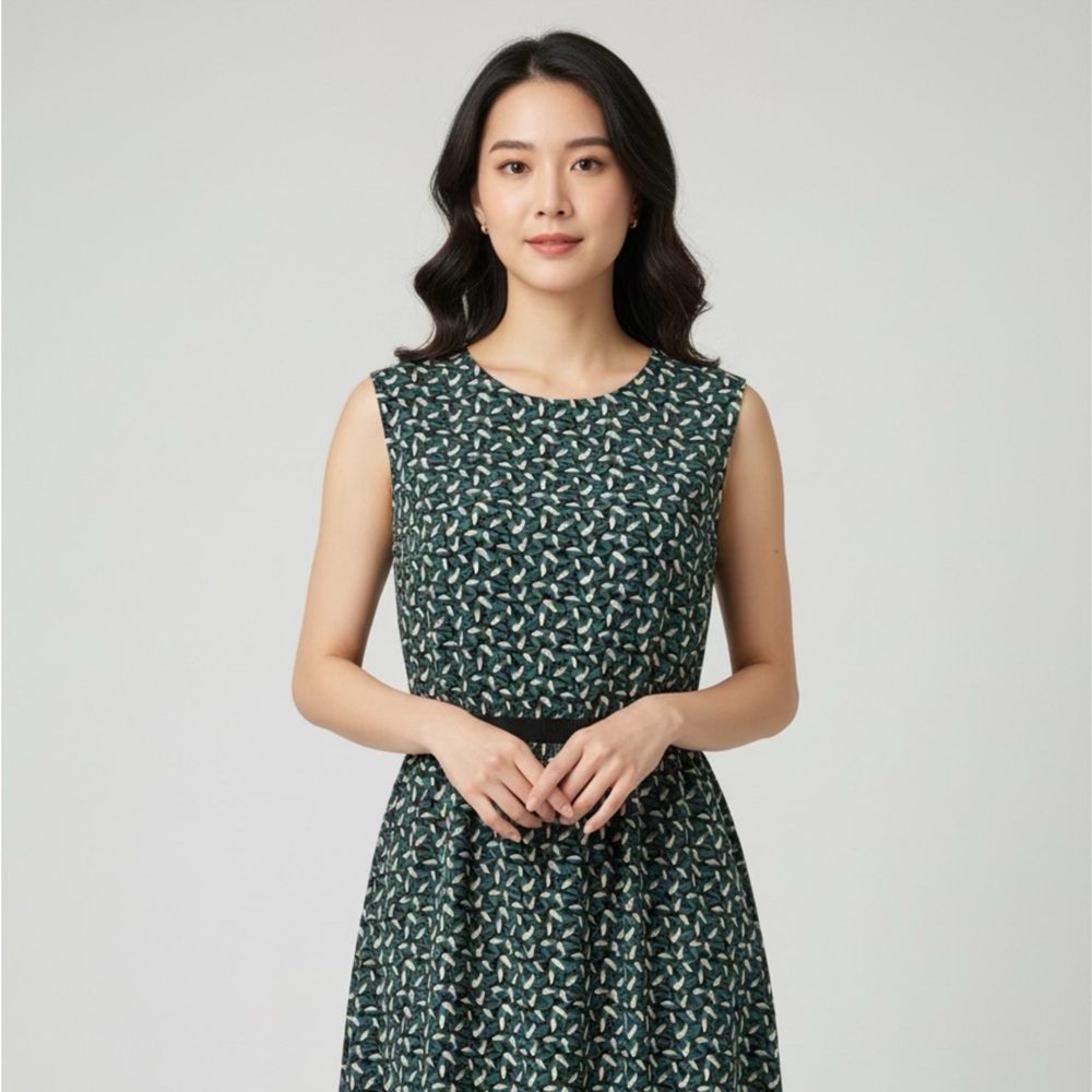 LOFT Ann Taylor Black and White Midi Sundress with Cap Sleeves